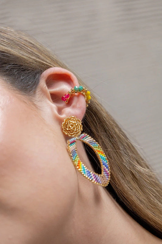 Earcuff multicolor tejido